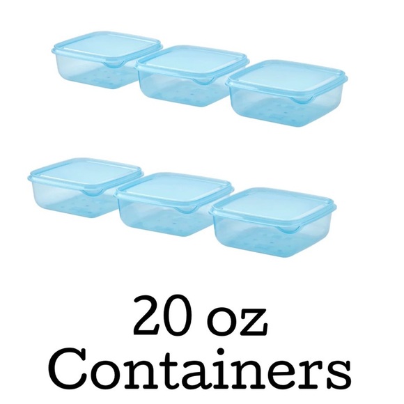 Set of 6 Blue 20 oz Containers - Picture 1 of 5